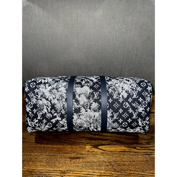Louis Vuitton Keepall Bandouliere 50 Tapestry Blue Monogram Weekend Travel Bag - Picture 9 of 9